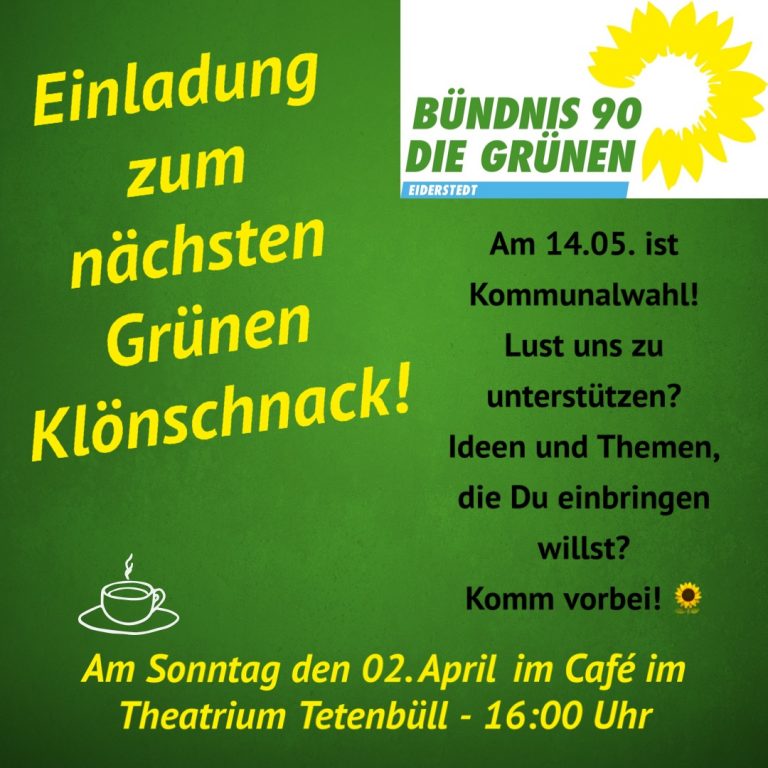 Grüner Klönschnack am 2. April um 16 Uhr