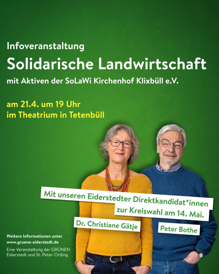 Solidarische Landwirtschaft – auch ein Modell für Eiderstedt? Am 21. April um 19 Uhr im Theatrium in Tetenbüll