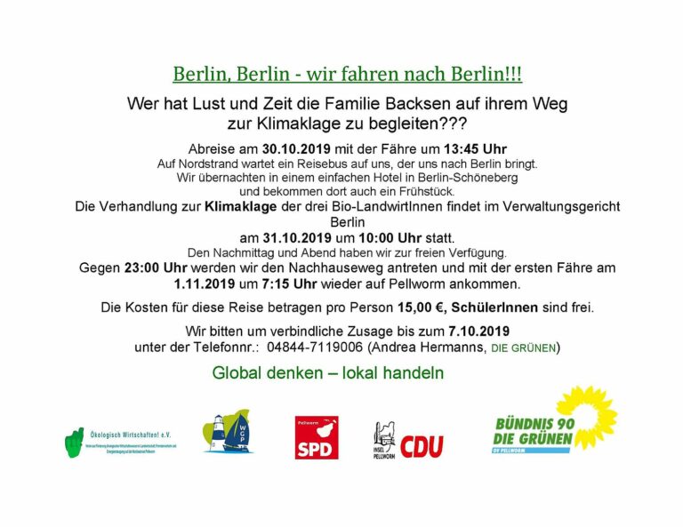 Fahrt nach Berlin zur Verhandlung der Klimaklage!