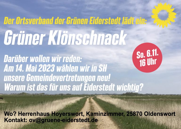 6.11. – 16 Uhr Grüner Klönschnack im Herrenhaus Hoyerswort, Oldenswort