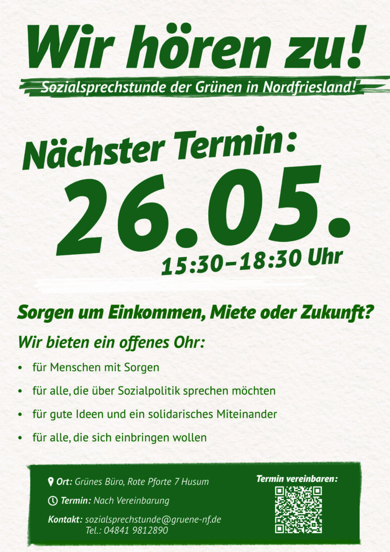 BÜNDNIS 90/DIE GRÜNEN|Nächste Sozialsprechstunde am 26.05.