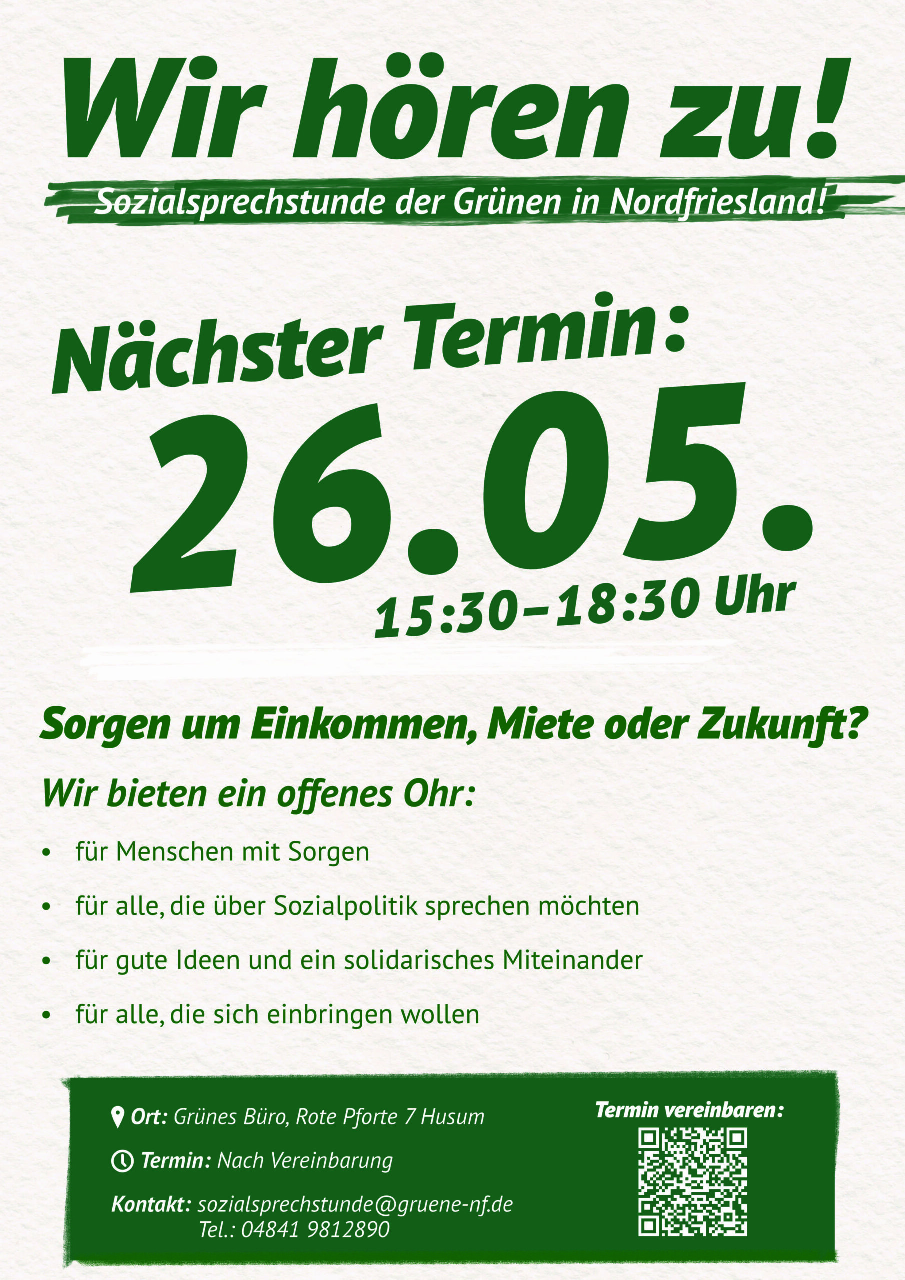 BÜNDNIS 90/DIE GRÜNEN | Nächste Sozialsprechstunde am 26.05.